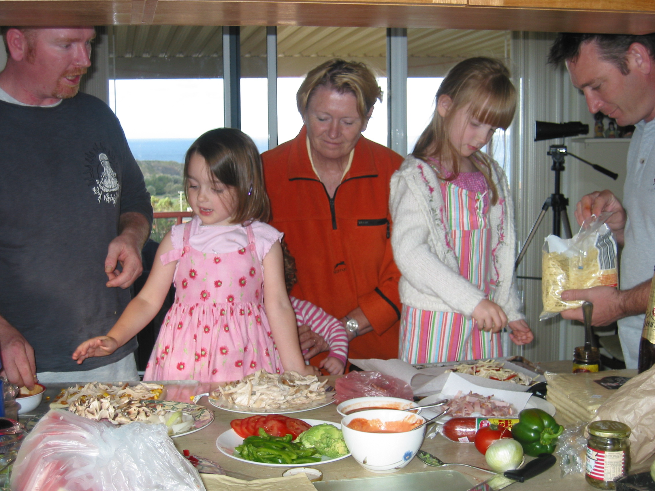 Sainsbury clan in the kitchen in Forster