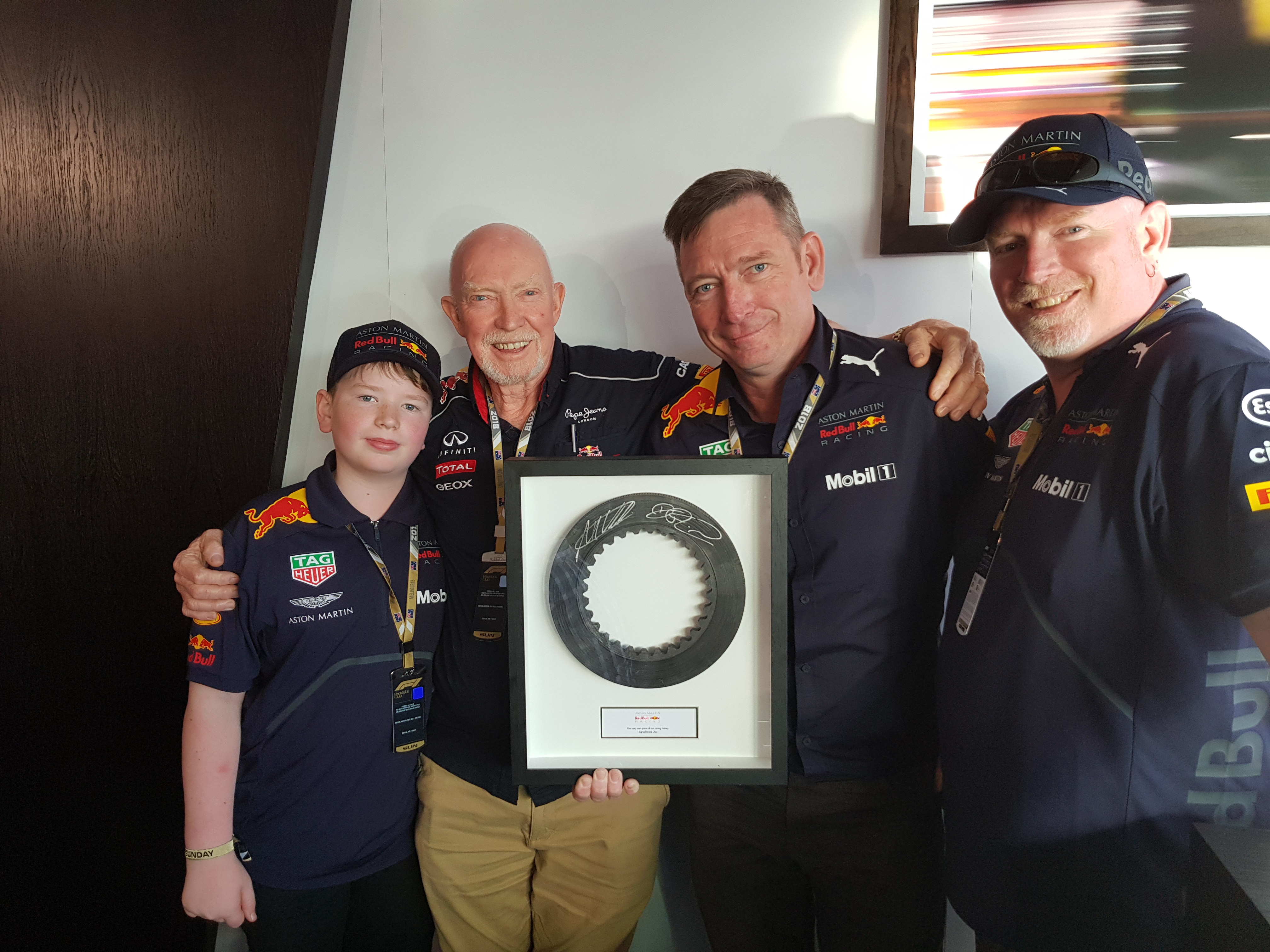 Hamish, Ken, Michael and Brendan with prize at Australian F1 GP