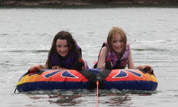 Katie and Maddy having fun on the water in Forster
