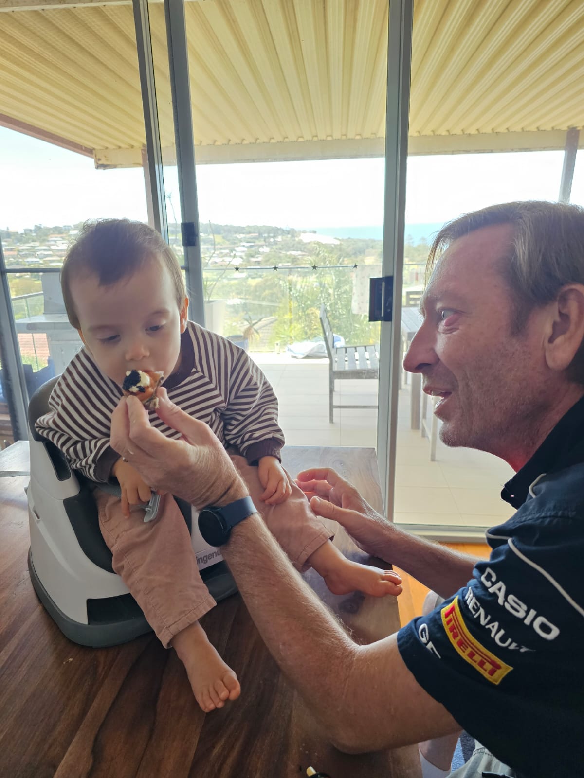 Michael feeding Oscar