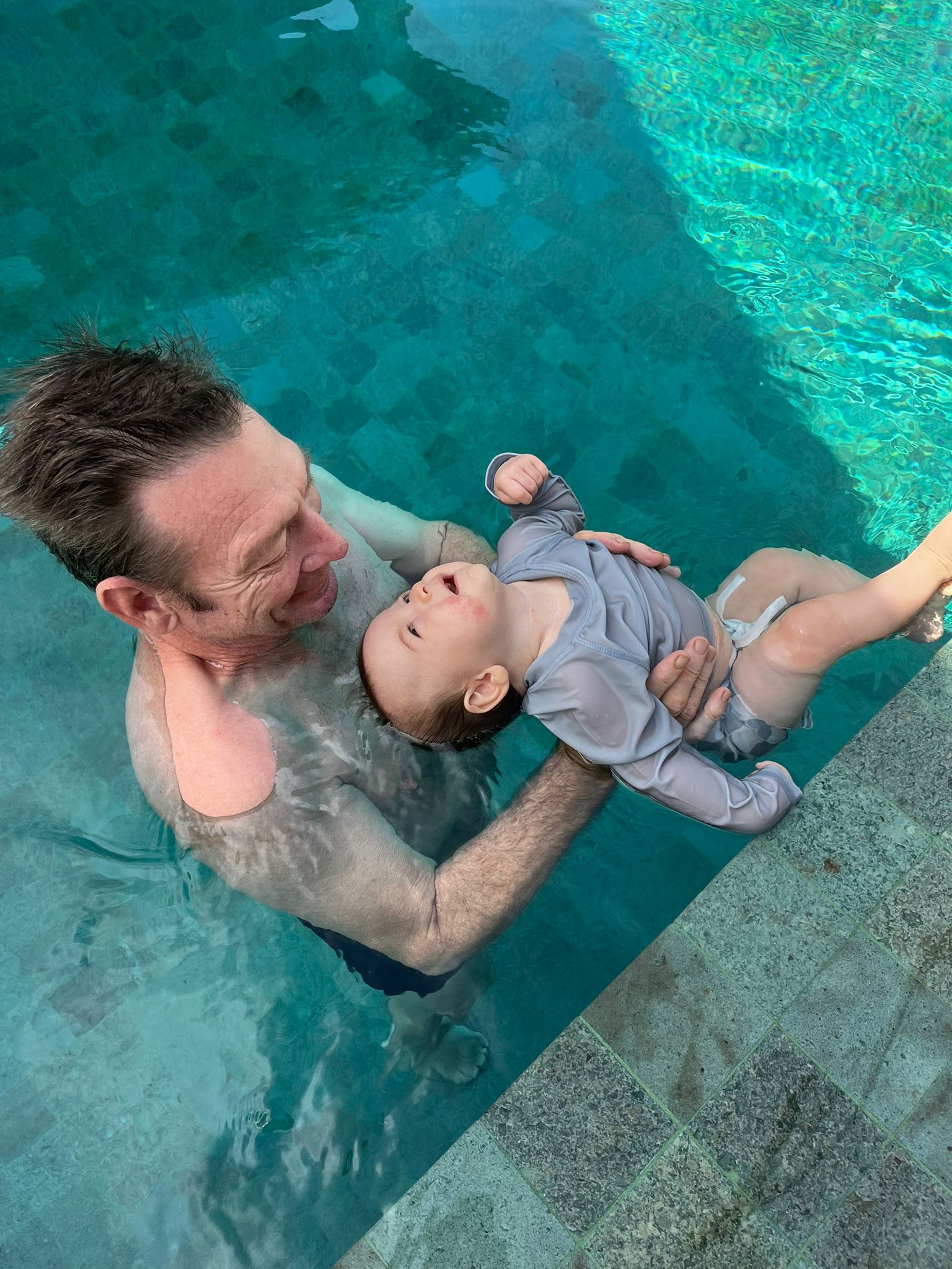 Michael and Oscar swimming