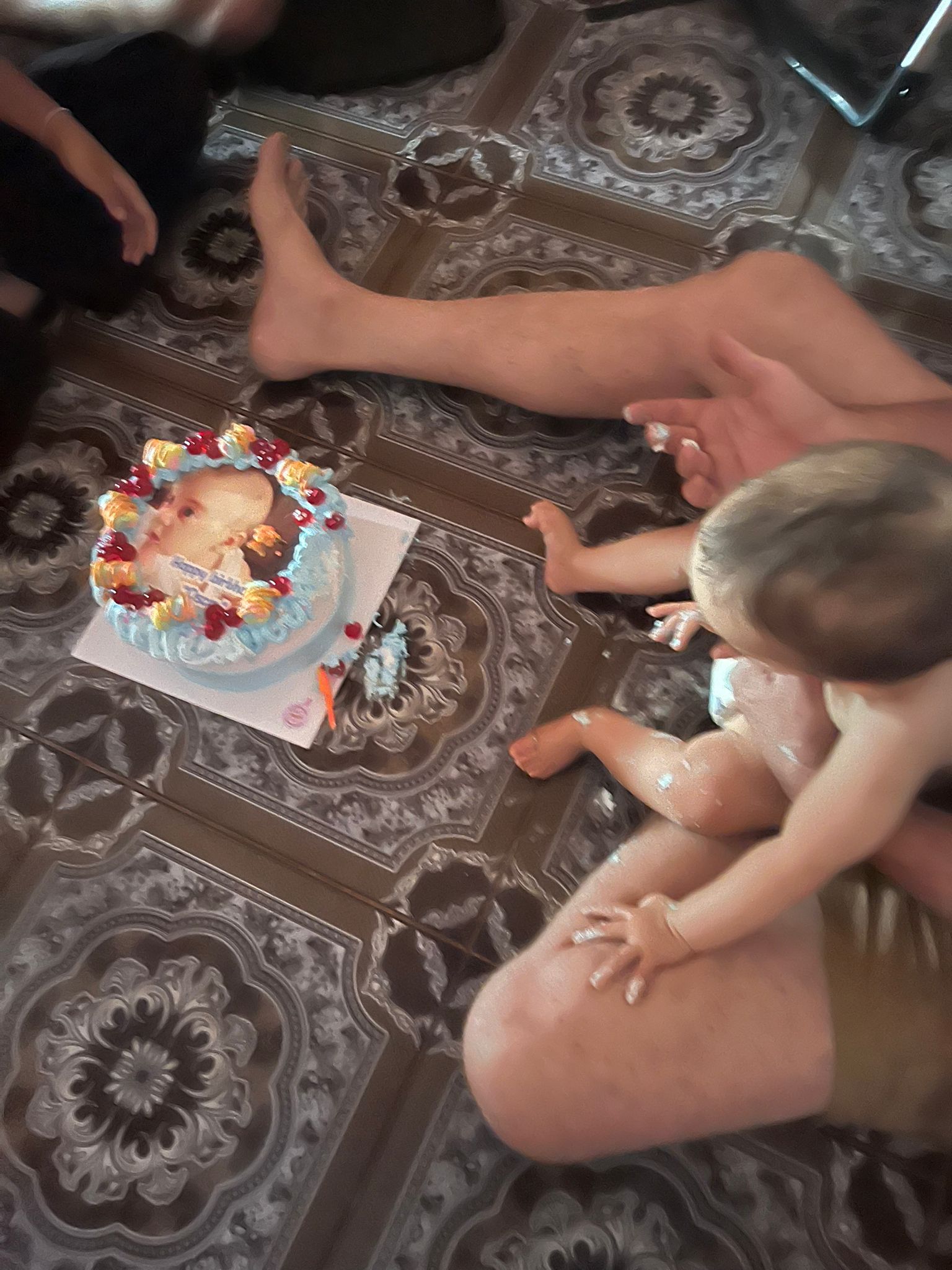 Michael and Oscar with Birthday cake