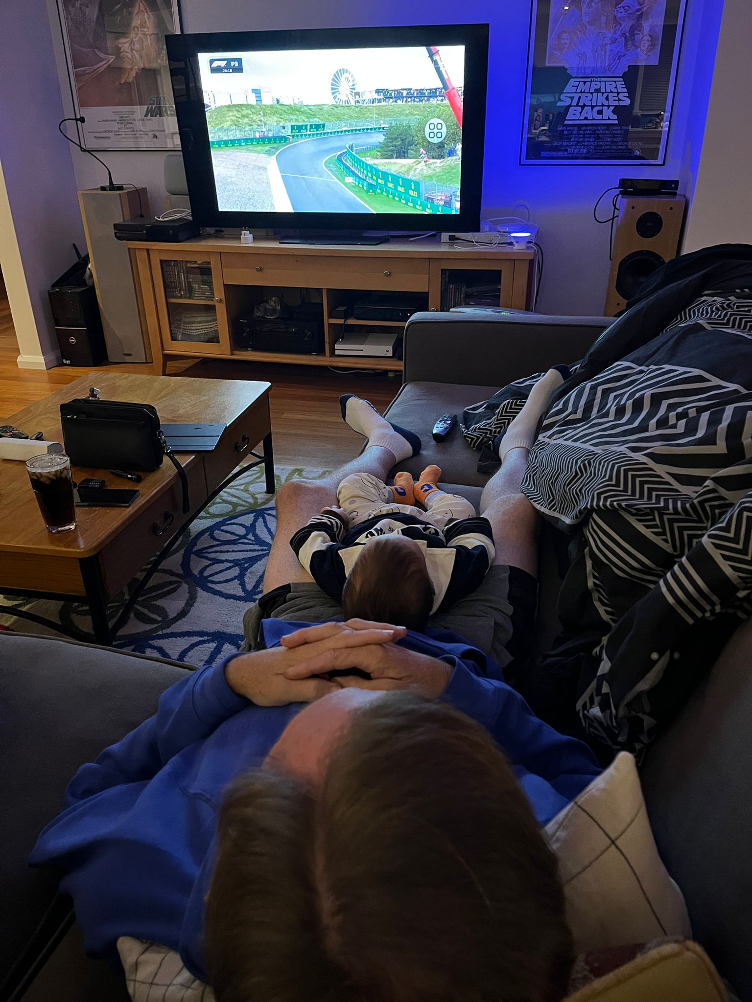 Michael watching F1 with Oscar