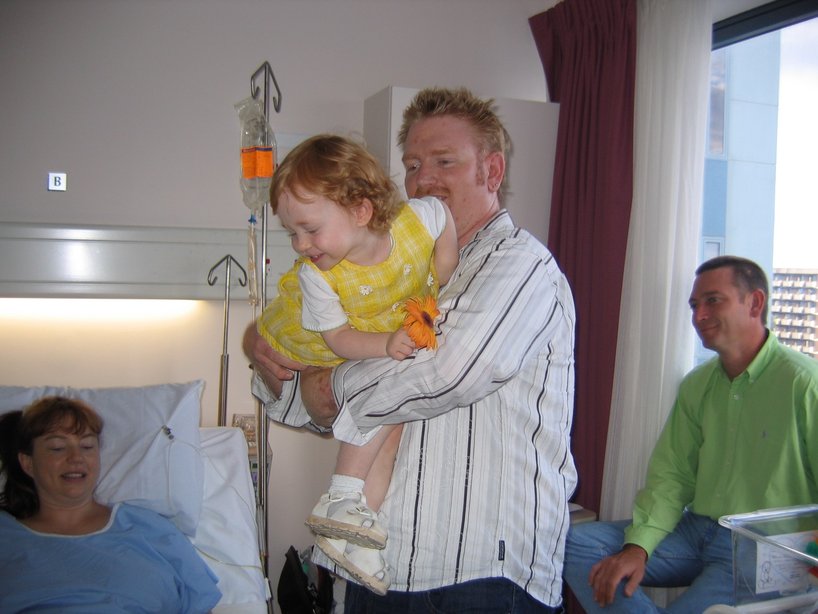 Michael, Sarah, Sparky and Brendan at Hospital after Hamish was born