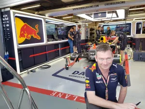 Michael at Red Bull F1 team garage