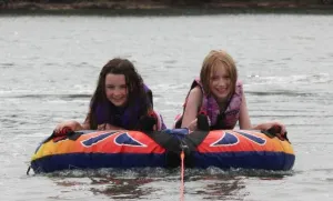 Katie and Maddy having fun on the water in Forster