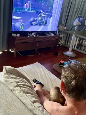 Michael and Oscar watching F1