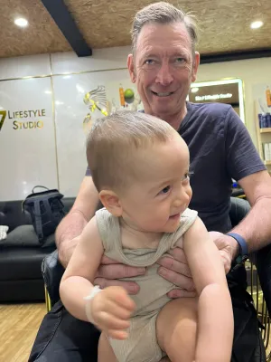 Michael holding Oscar
