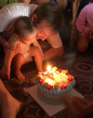 Michael and Oscar with birthday cake