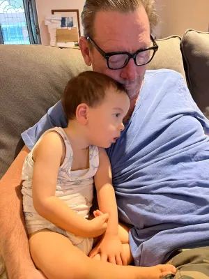 Michael sitting with Oscar