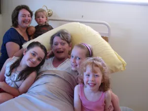 Camille with the grandkids and Sarah